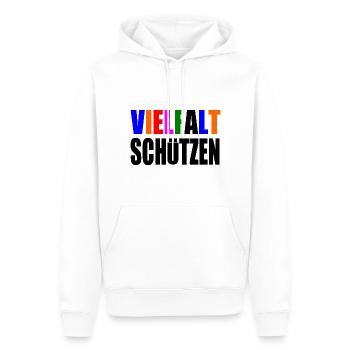 vielfalt schützen - Männer Premium Bio Hoodie - Weiß - Vorne - Nico (187cm)