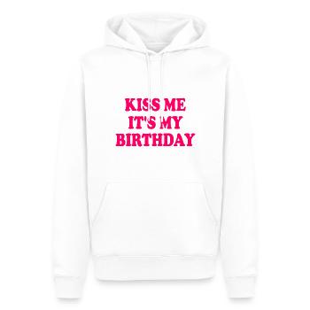 kiss me it's my birthday - Männer Premium Bio Hoodie - Weiß - Vorne - Nico (187cm)