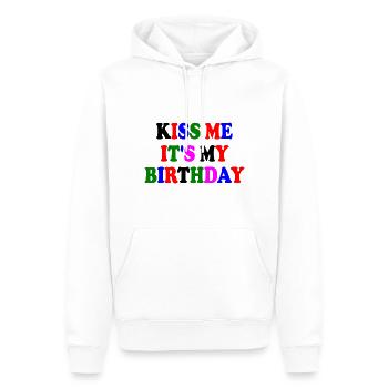 kiss me it's my birthday - Männer Premium Bio Hoodie - Weiß - Vorne - Nico (187cm)