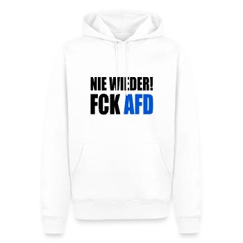 Fuck afd - Nie wieder ist jetzt - Männer Premium Bio Hoodie - Weiß - Vorne - Nico (187cm)