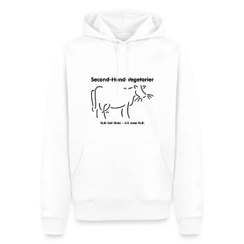 Second Hand Yegetarier, Kuh isst Gras ich esse Kuh - Männer Premium Bio Hoodie - Weiß - Vorne - Nico (187cm)