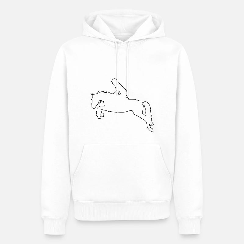 Springendes Pferd im Oneline Design - Männer Premium Bio Hoodie - Weiß