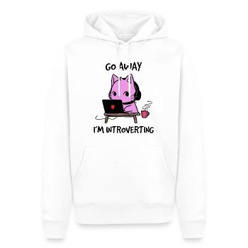 Go away I'm introverting cute cat Katze Computer - Männer Premium Bio Hoodie - Weiß - Vorne - Nico (187cm)