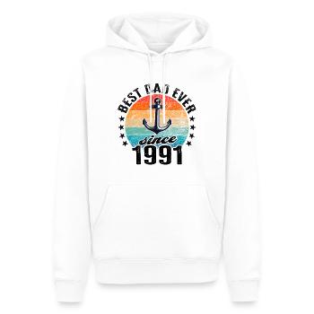 Meilleur papa du monde depuis 1991 Fête des Pères - Sweat à capuche Premium bio Homme - blanc - Devant - Nico (187cm)