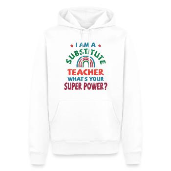 Je suis un enseignant suppléant, quel est votre super pouvoir - Sweat à capuche Premium bio Homme - blanc - Devant - Nico (187cm)