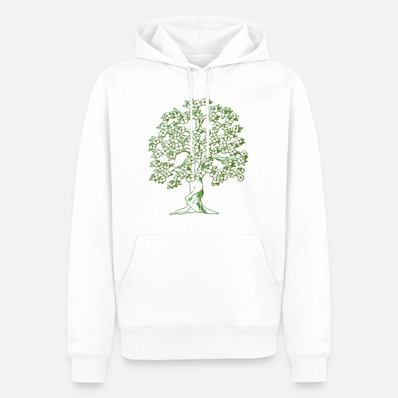 dessin d'arbre - Sweat à capuche Premium bio Homme - blanc