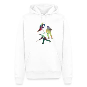 Eishockey, Hockey, Graffiti, bunt, stencil - Männer Premium Bio Hoodie - Weiß - Vorne - Nico (187cm)