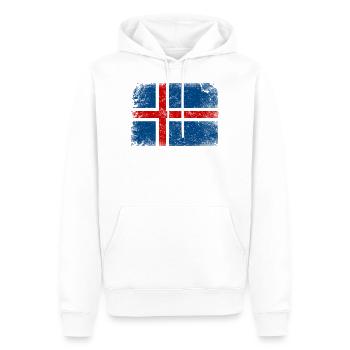 ISLAND VINTAGE FLAGGE - Männer Premium Bio Hoodie - Weiß - Vorne - Nico (187cm)