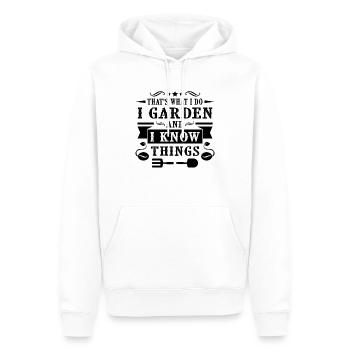 Garden and i know things - Sweat à capuche Premium bio Homme - blanc - Devant - Nico (187cm)