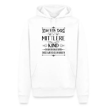 Ich bin das mittlere Kind der Grund für Regeln - Männer Premium Bio Hoodie - Weiß - Vorne - Nico (187cm)