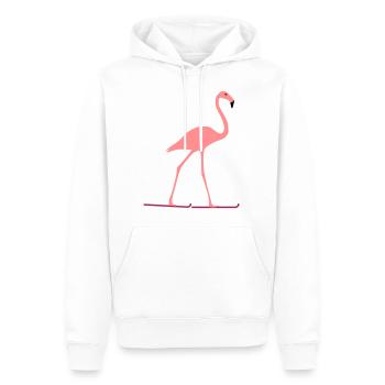 Flamingo fährt Ski - Männer Premium Bio Hoodie - Weiß - Vorne - Nico (187cm)