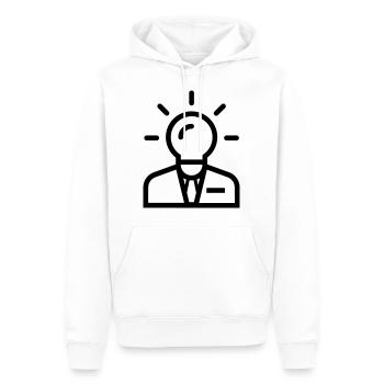 Geschäftsidee - Männer Premium Bio Hoodie - Weiß - Vorne - Nico (187cm)