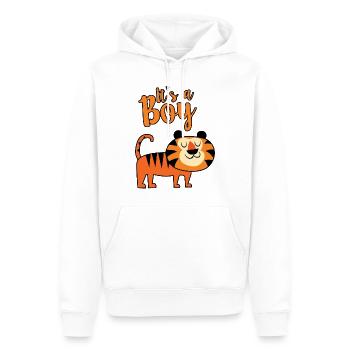 Idée cadeau bébé garçon tigre gros chat naissance - Sweat à capuche Premium bio Homme - blanc - Devant - Nico (187cm)