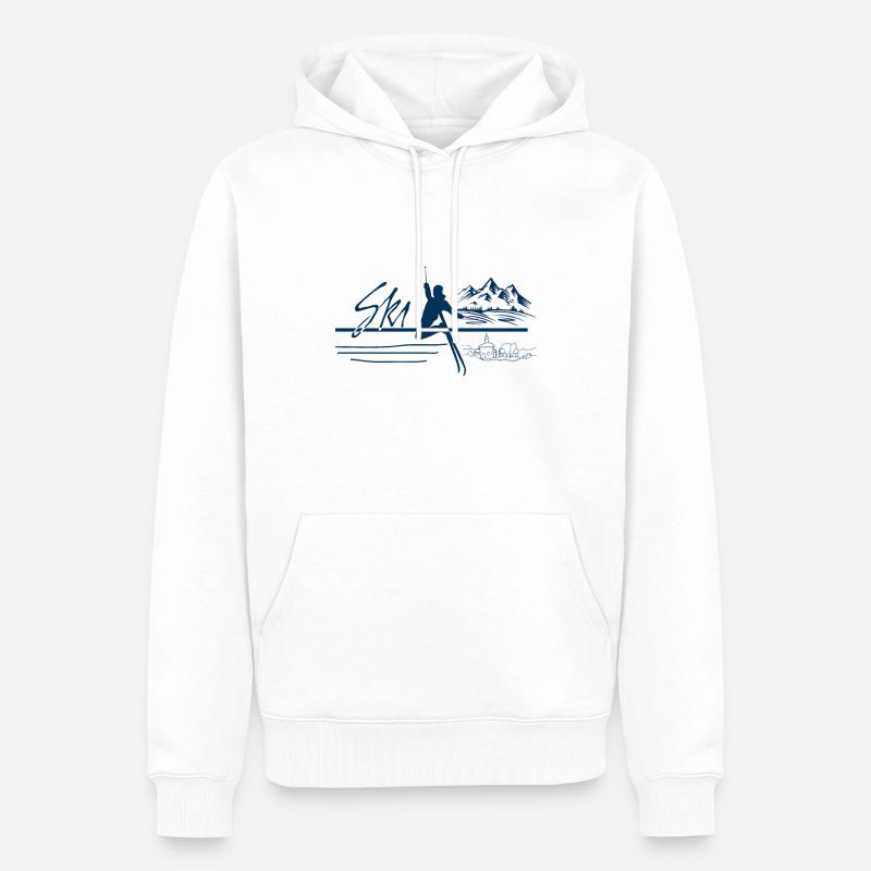 Skieur, ski - Sweat à capuche Premium bio Homme - blanc