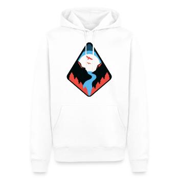 Sentier au coucher du soleil | Randonnée nature - Sweat à capuche Premium bio Homme - blanc - Devant - Nico (187cm)