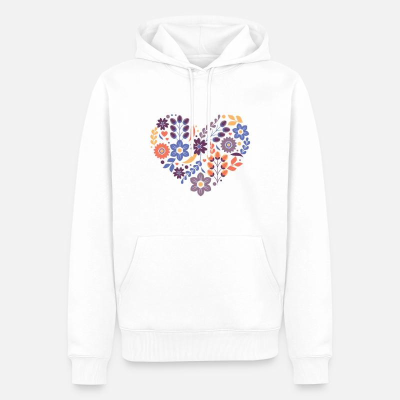 Blumenherz - Männer Premium Bio Hoodie - Weiß