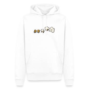 Popcorn Evolution - Männer Premium Bio Hoodie - Weiß - Vorne - Nico (187cm)