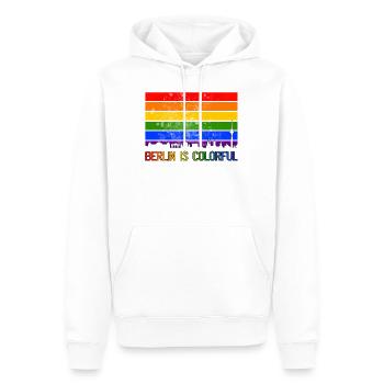 Berlin is colorful LGBT Gay Pride CSD Regenbogen - Männer Premium Bio Hoodie - Weiß - Vorne - Nico (187cm)