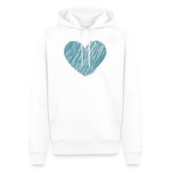 Blaues Herz - Männer Premium Bio Hoodie - Weiß - Vorne - Nico (187cm)