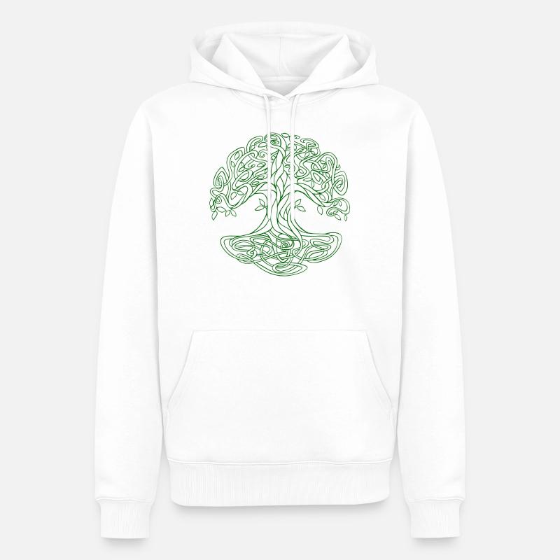 Yggdrasil l'arbre du monde celtique vert - Sweat à capuche Premium bio Homme - blanc