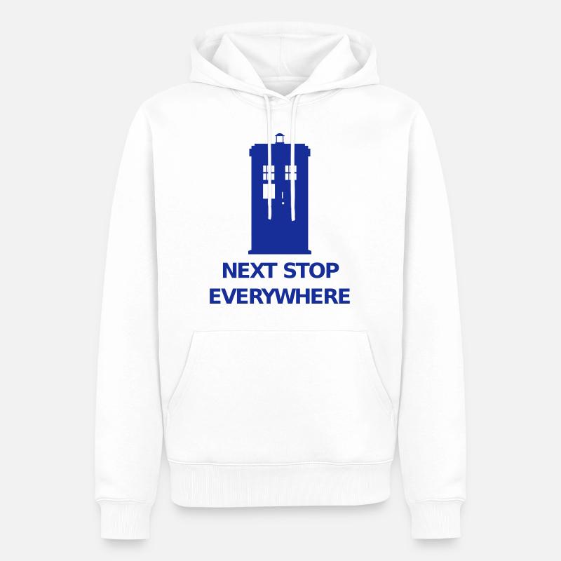 Next Stop Everywhere - Männer Premium Bio Hoodie - Weiß