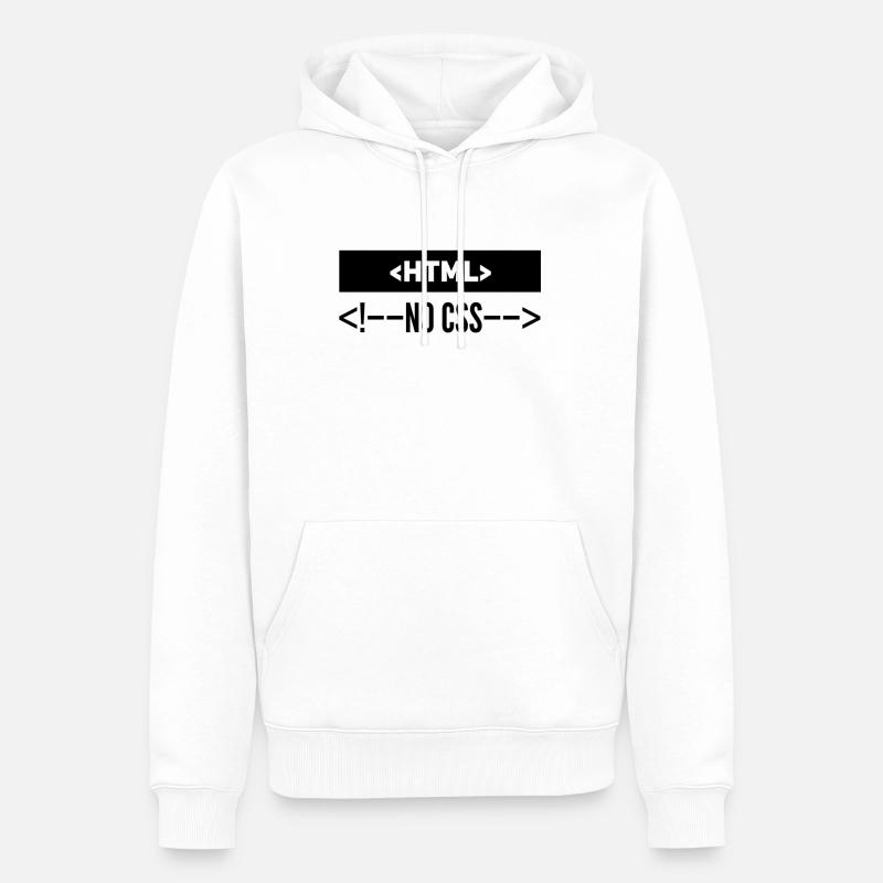 HTML Kein CSS - Männer Premium Bio Hoodie - Weiß