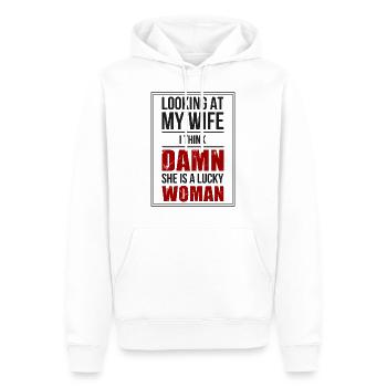 Meine Frau Ehemann Lustig - Männer Premium Bio Hoodie - Weiß - Vorne - Nico (187cm)