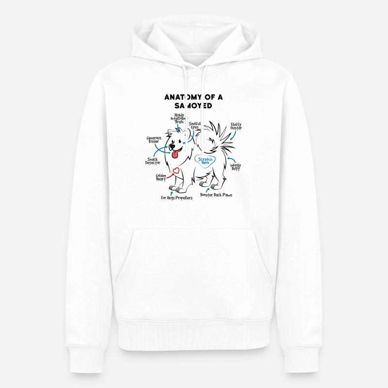 Anatomie d'un chien Samoyède - Sweat à capuche Premium bio Homme - blanc