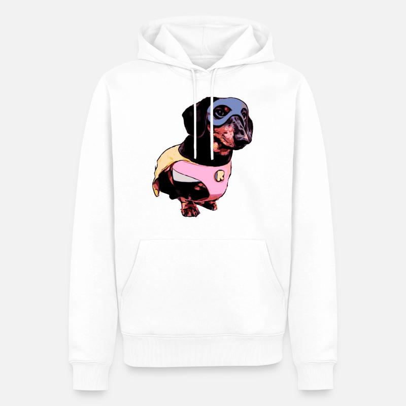 Dackel Superheld - Männer Premium Bio Hoodie - Weiß