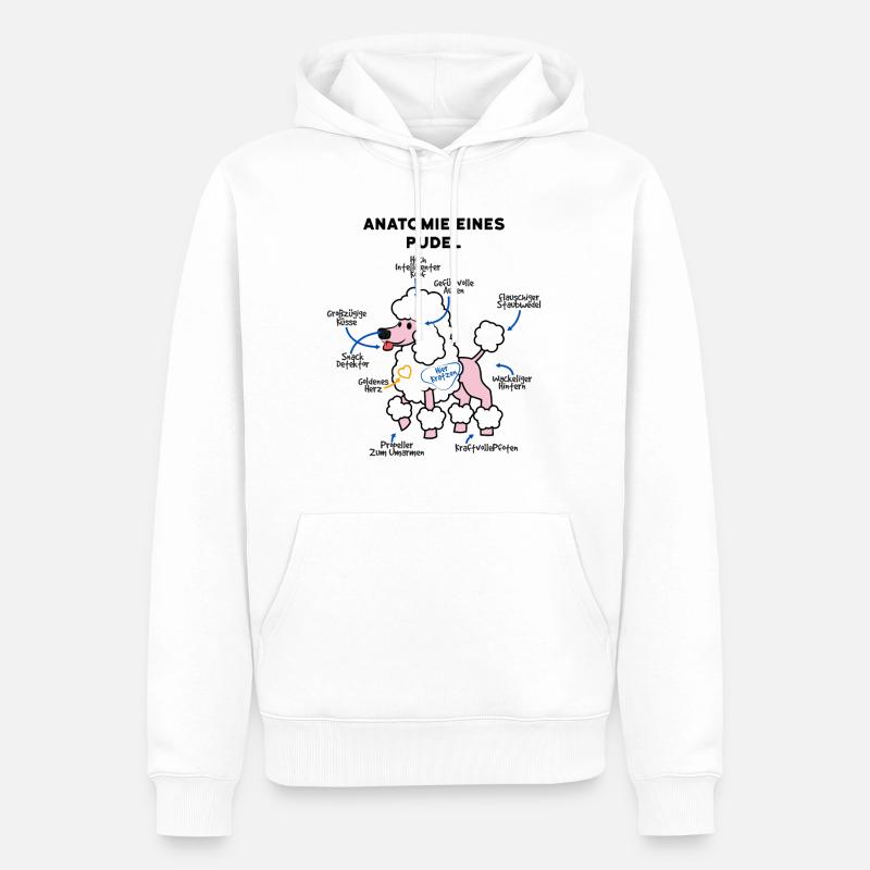 Anatomie du chien caniche - Sweat à capuche Premium bio Homme - blanc