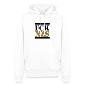 fck nazis gegen rechts anti afd gegen rassismus - Männer Premium Bio Hoodie - Weiß - Vorne - Nico (187cm)