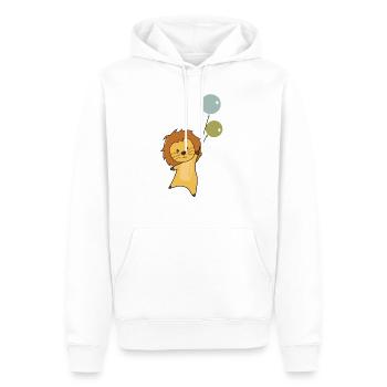 Lion ballon volant gros chat mignon animaux en volant - Sweat à capuche Premium bio Homme - blanc - Devant - Nico (187cm)