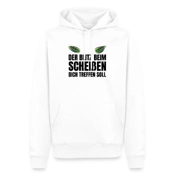 Lustiger Spruch Blitz Scheißen Grün Kobold Gnom - Männer Premium Bio Hoodie - Weiß - Vorne - Nico (187cm)