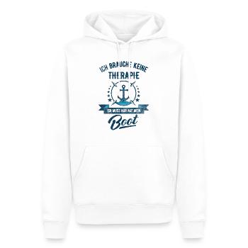 Ich brauch keine Therapie muss nur auf mein Boot - Männer Premium Bio Hoodie - Weiß - Vorne - Nico (187cm)