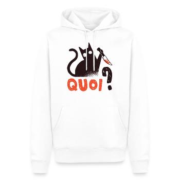 Quoi Chat Noir Meurtrier avec Couteau Cadeau Chat - Sweat à capuche Premium bio Homme - blanc - Devant - Nico (187cm)