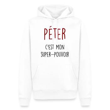 péter c'est mon super pouvoir - Sweat à capuche Premium bio Homme - blanc - Devant - Nico (187cm)
