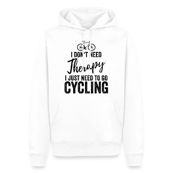 Ich brauche keine Therapie ich muss Fahrrad fahren - Männer Premium Bio Hoodie - Weiß - Vorne - Nico (187cm)