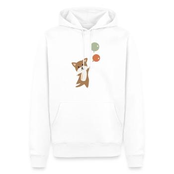 Chien vole avec des ballons vers le haut drôle animal - Sweat à capuche Premium bio Homme - blanc - Devant - Nico (187cm)