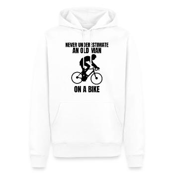 Vélo père vélo grand-père vélo papa vélo - Sweat à capuche Premium bio Homme - blanc - Devant - Nico (187cm)