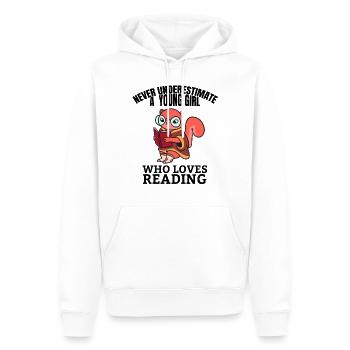 Lire Livres Amoureux du livre Fille Lectrice - Sweat à capuche Premium bio Homme - blanc - Devant - Nico (187cm)