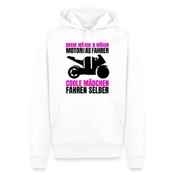Motorrad Frauen Geschenk Bike Mädchen Mofa Moped - Männer Premium Bio Hoodie - Weiß - Vorne - Nico (187cm)