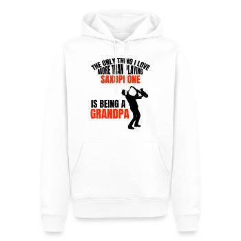 Saxophone grand-père musique grand-père music musicien saxophone - Sweat à capuche Premium bio Homme - blanc - Devant - Nico (187cm)