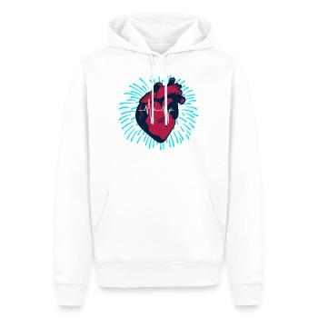 Cœur avec battements de cœur - Sweat à capuche Premium bio Homme - blanc - Devant - Nico (187cm)