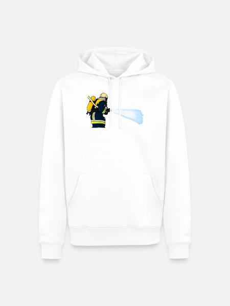 Firefighter with hose - Men’s Premium Organic Hoodie - white