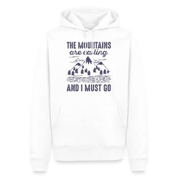 Die Berge rufen und ich muss gehen - Männer Premium Bio Hoodie - Weiß - Vorne - Nico (187cm)