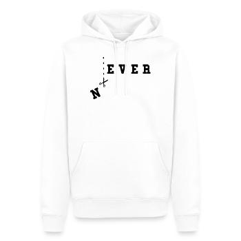 Never Texte Jeu de mots Jamais Infini l’humour - Sweat à capuche Premium bio Homme - blanc - Devant - Nico (187cm)
