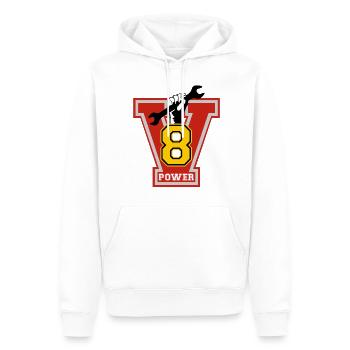 v8 power - Sweat à capuche Premium bio Homme - blanc - Devant - Nico (187cm)