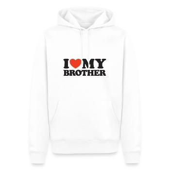 J’aime mon frère T-shirt cœur - Sweat à capuche Premium bio Homme - blanc - Devant - Nico (187cm)