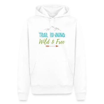 Trailrunning – wild und kostenlos - Männer Premium Bio Hoodie - Weiß - Vorne - Nico (187cm)