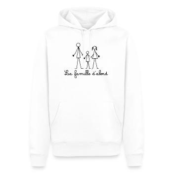 La Famille d'abord - Famille Bonhommes Allumettes - Sweat à capuche Premium bio Homme - blanc - Devant - Nico (187cm)